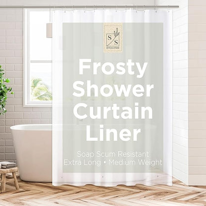 Stitch & Stone Shower Curtain Liner, Premium Medium Weight Durable Waterproof 6g PEVA for Bathroom with Weighted Magnets, Extra Long 72" x 84", Frosty 1 Pack