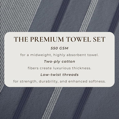 Great Bay Home Decorative Bath Towel Set - Luxury Cotton 4 Pack 54x27 Bath Towel Set - Luxurious, Ultra-Soft, Durable Towels for Bathroom Decor (Blue)