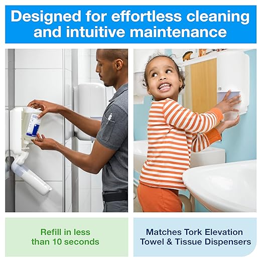 Tork Foam Skincare Manual Dispenser for Foam Soap and Hand Sanitizer 466000 - Economical, S4 Dispenser System, Color Stainless Steel (Pack of 1)