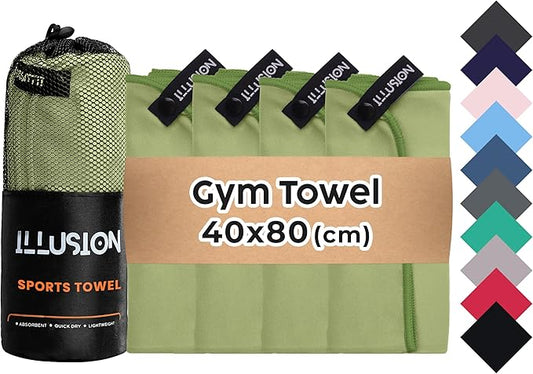 illusion Small Microfiber Gym Towels for Men and Women Active Sports (32" L x 16''W)-Lightweight Quick Dry Gym Towel for Sweat-Workout Towels Ideal for Yoga, Camping, Running, and Outdoor Activities