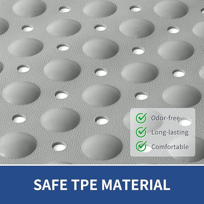 OTHWAY Square Shower Mat 32x32, TPE Non-Slip Shower Mats with Drain Holes and Suction Cups, Walk-in Mat for Inside Shower Stall, Anti-Slip for Elderly Kids (Dark Grey)