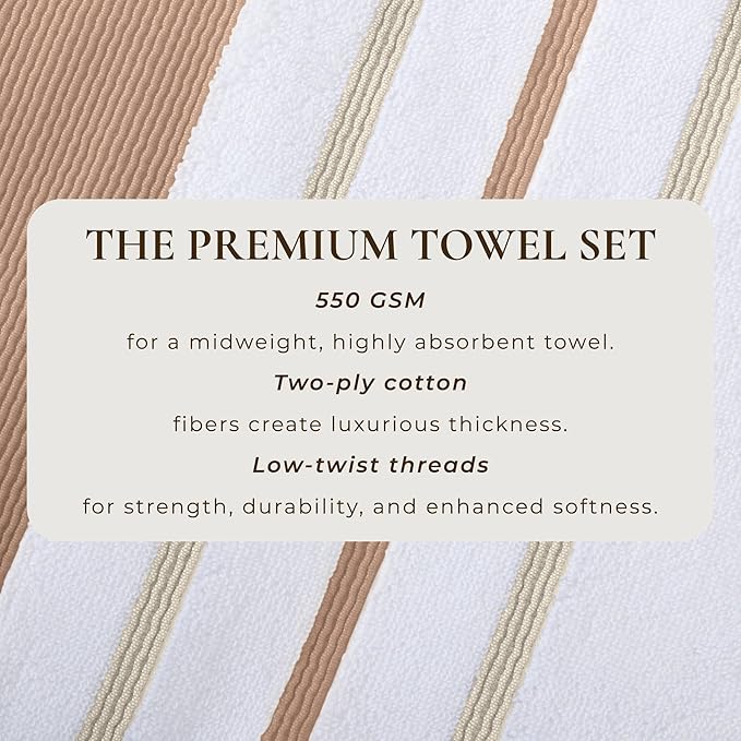 Great Bay Home Decorative Hand Towel Set - Luxury Cotton 4 Pack 26x16 Hand Towel Set - Luxurious, Ultra-Soft, Durable Towels for Bathroom Decor (Dusty Rose/Cappuccino)