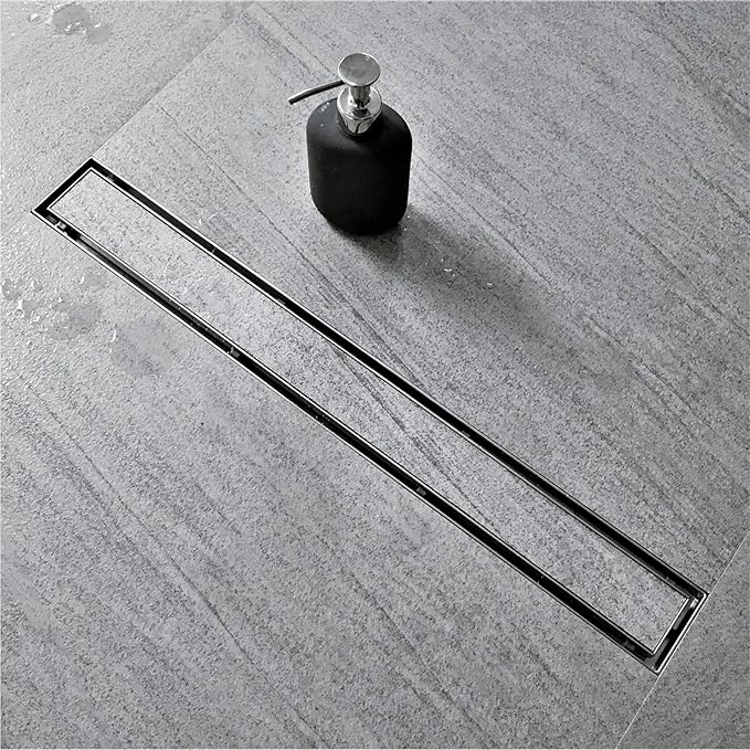 Neodrain 40-Inch Linear Shower Drain with Tile Insert Grate, Brushed 304 Stainless Steel Rectangle Shower Floor Drain, Linear Drain with Leveling Feet, Hair Strainer
