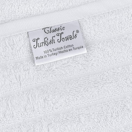 Classic Turkish Towels CTT Luxury 6 Piece Towel Set, 100% Turkish Cotton, Quick Drying, Highly Absorbent & Comfy, Includes 2 Bath Towels, 2 Hand Towels & 2 Washcloths | (White)