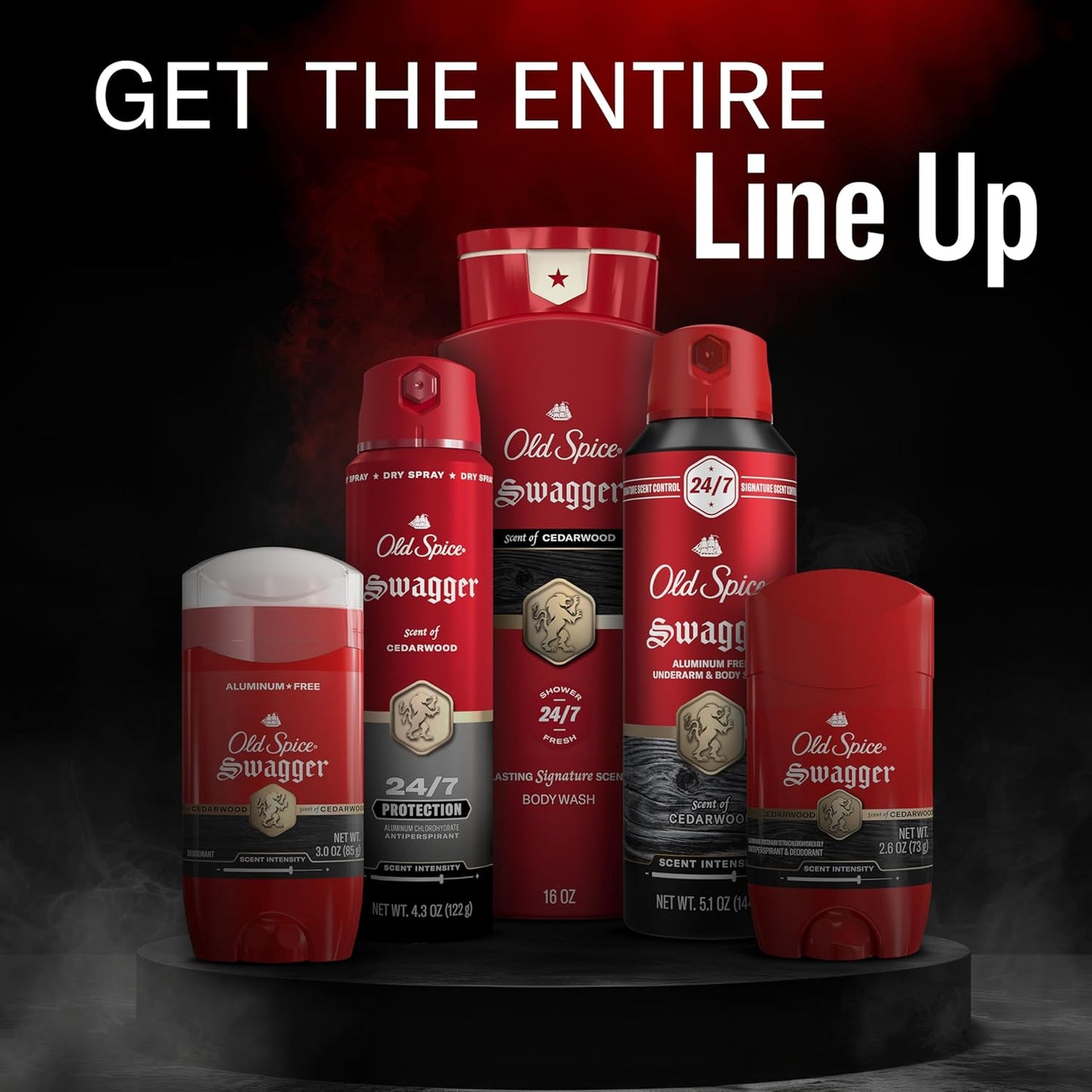 Old Spice Refreshing Body Wash for Men, 3X Defense, 24/7 Shower Fresh with Long Lasting Scent, Travel Size, Red Collection, Swagger with Cedarwood Scent, 3 oz