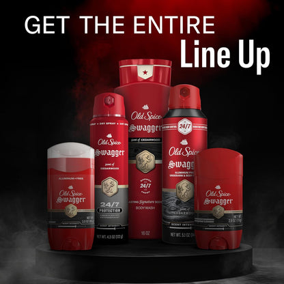 Old Spice Refreshing Body Wash for Men, 3X Defense, 24/7 Shower Fresh with Long Lasting Scent, Travel Size, Red Collection, Swagger with Cedarwood Scent, 3 oz