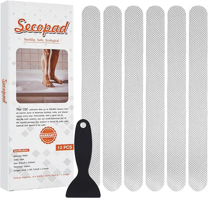 Anti Slip Shower Stickers 24 PCS Safety Bathtub Strips Adhesive Decals with Premium Scraper for Bath Tub Shower Stairs Ladders Boats