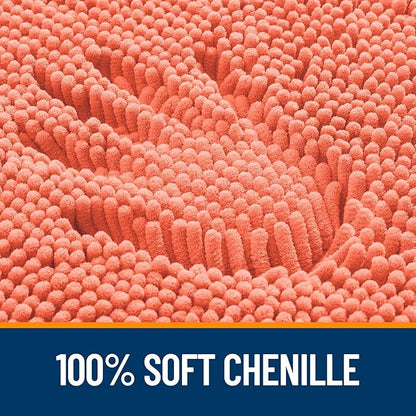OLANLY Bathroom Rugs 40x32, Extra Soft Absorbent Chenille Bath Rugs, Rubber Backing Quick Dry, Machine Washable Bath Mats for Bathroom Floor, Tub and Shower, Home Decor Accessories, Coral
