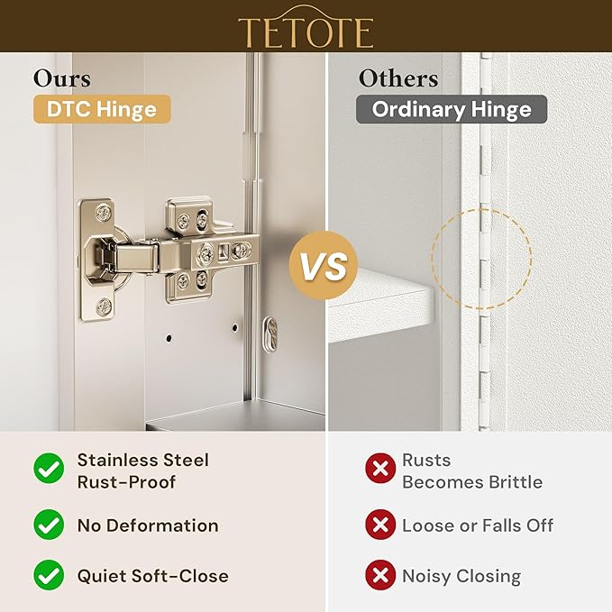 TETOTE 15 x 26 Bathroom Mirror with Storage with Tempered Beveled Mirror Silver Medicine Cabinet Aluminum Cabinet DTC Hinges, Stepless Adjustable Shelves, Recessed/Surface-Mounted