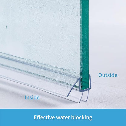 2-Pack ShowerDoor Bottom Seal 3/8" x 36" Polycarbonate Frameless Ultra Clear Shower Door Seal Strip for Glass Doors Stop Leaks and Create a Water Barrier Replacement Shower Cubicle