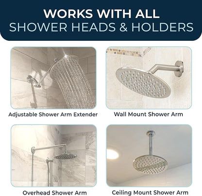 HammerHead Showers® Solid Metal 8 Inch Rainfall Shower Head – MATTE BLACK - Shower Head Rainfall - 1.75 GPM High Flow Shower Head Optimized for Pressure – Large Round Rain Shower Heads