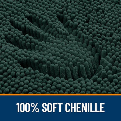 OLANLY Bathroom Rugs 70x46, Extra Soft Absorbent Chenille Bath Rugs, Rubber Backing Quick Dry, Machine Washable Bath Mats for Bathroom Floor, Tub and Shower, Home Decor Accessories, Blackish Green