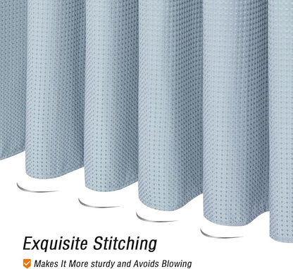 Gibelle Small Stall Shower Curtain 36 x 72, Narrow Half Waffle Weave Textured Fabric Shower Curtain for Bathroom, Water Repellent, Machine Washable, Fog Blue