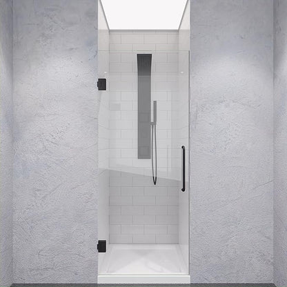 ANZZI 72" x 30" Frameless Shower Door in Gun Metal Black, Passion Water Repellent Glass Shower Door with Seal Strip Parts and Handle, 3/8 Glass Hinged Shower Door with Handle (SD-AZ09-02GB)