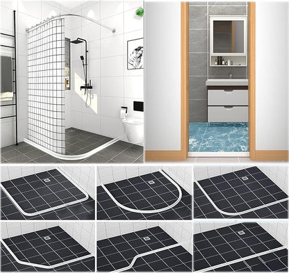 3.5" High Collapsible Shower Threshold Water Dam 78"Shower Water Splash Guard Shower Threshold Barrier Water Stopper To Keep Water In Shower Dry And Wet Bathroom