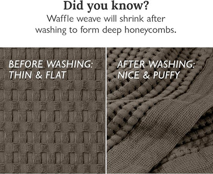 GILDEN TREE Waffle Towels for Bathroom Luxury 100% Cotton Bath Towels, Quick Dry Towel, Thin Super Absorbent Lint Free Shower Towels, Bath Towels Set of 2, Modern Style (Stone)