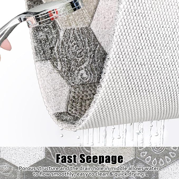 Shower Mat Non Slip - 24x36 Inch Shower Mats for Inside Shower with Drain Hole in Middle, Super Soft and Comfortable PVC Loofah Massage Bath Mat for Shower, Anti Slip Shower Stall Mat, Quick Drying