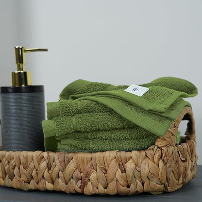 Tens Towels Pack of 60 Washcloths, 12 x 12 Inches, Lighter Weight, Quick to Dry, Super Soft & Absorbent, Gentle Face Towels, Hotel Quality, Perfect for Bathroom, Gym, Spa (Forest Green, 60 Pack)