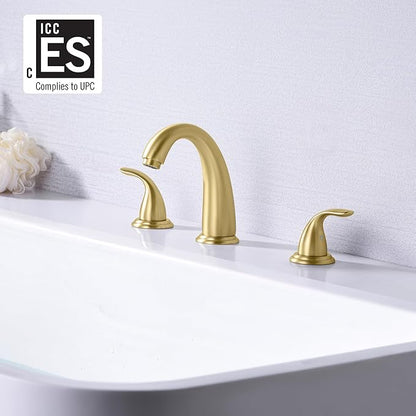 sumerain 3 Hole Roman Tub Faucet Brushed Gold with with Brass Rough in Valve, High Flow