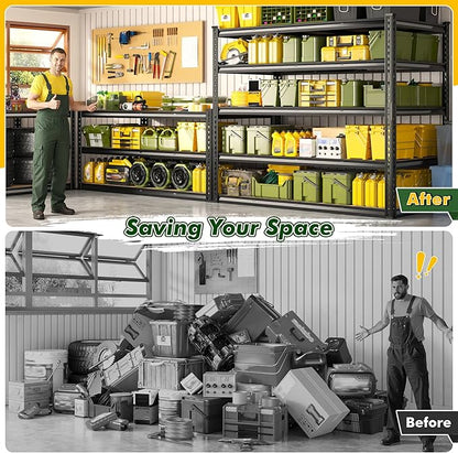 59.9" W Garage Shelves 2230LBS Metal Shelving, 5 Tier Adjustable Garage Storage Shelves, Heavy Duty Shelving for Storage, Basement, Warehouse, Pantry, Kitchen, 59.9"W x 24.1"D x 72.1"H, Black