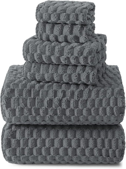 REDKISS Gray Bath Towel Sets XL - 35"x70" Extra Large Bathroom Towels of 6, Super Soft Oversized Bath Sheets for Adults, Waffle Microfiber Baths Towels Set, Luxury Shower Towel for Bathroom Hotel