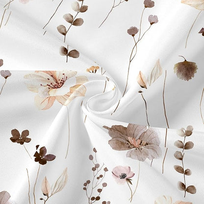 Gibelle 3 in 1 Shower Curtain Set, Brown Watercolor Floral Bath Curtain and PEVA Liner Set with 12 Double Sided Steel Hooks, Waterproof Fabric Bathroom Curtain 72x72