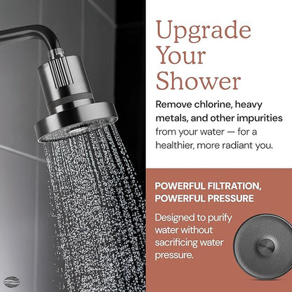 Filtered Shower Head for Hard Water | Reduce Chlorine & Heavy Metals for Improved Skin & Hair Health | High Pressure Water Softener Shower Head [Black]