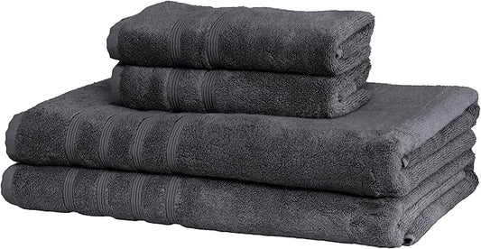 Mosobam Luxury Turkish 4pc XL Towel Set 35X70 16X30 Charcoal Gray (Dark Grey) 700 GSM Bamboo Viscose & Aegean Turkish Combed Cotton