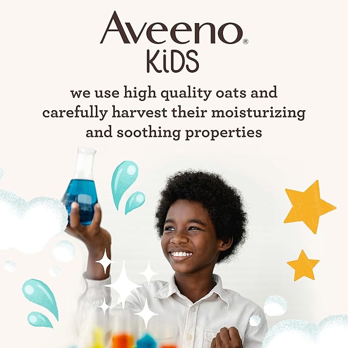 Aveeno Kids Sensitive Skin Face and Body Wash with Oat Extract, Gently Washes Away Dirt and Germs Without Drying, Tear-Free, Hypoallergenic Kids Body Wash, 18 fl. oz, 2 Pack