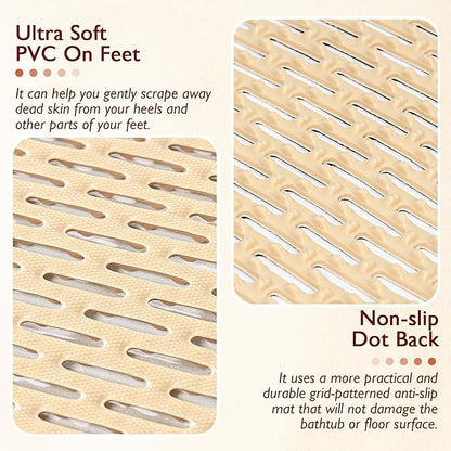 Extra Large Non-Slip Shower Mat, Fast-Dry PVC Bath Stall Tub Mat, Drain-Hole Design for Shower Stall Tub for Elderly/Kids, Non Slip Bath Mat Bathroom Safety Accessory, Khaki 58"x32"