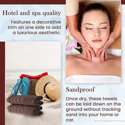 HALLEY Turkish 2 Pack Premium Bath Towels (2 Pieces) 650 GSM Highly Absorbent Super Soft 100% Cotton - 2 Bath Towels (Brown)