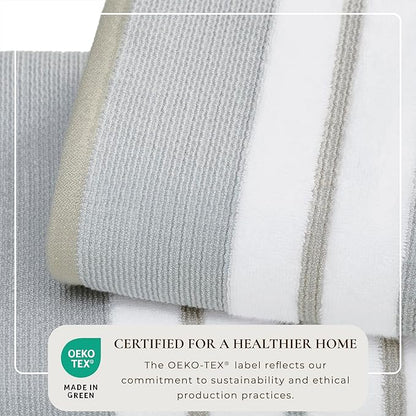 Great Bay Home Decorative Bath Towel Set - Luxury Cotton 6 Piece Towel Set - 2 Bath Towels, 2 Hand Towels, 2 Washcloths - Luxurious, Ultra-Soft, Durable Towels for Bathroom Decor (Grey/Cappuccino)