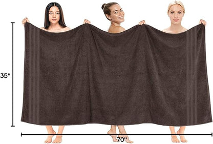 DAN RIVER 2 Pack Luxury Bath Sheets 35x70, 600 GSM, Soft & Quick Dry 100% Ring Spun Cotton Towels Ideal for Hotels, Spas, Gyms & Salons Extra Large, Brown