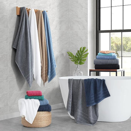 Casa Platino 100% Cotton Bath Towel Set – 24 Pc Set with Ring Spun Terry, Ultra Soft & Absorbent, Everyday Use Towels, Gentle on Skin, Maintains Texture After Wash – Cool Grey