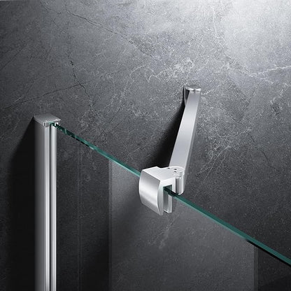 Frameless Shower Door Support Bar, Stainless Steel Wall-to-Glass Support Arm to Fixed Shower Glass Panel, for 1/4"-3/8" (6-10 mm) Door, 180° Pivot & Stow-Flat Mode (Brushed Nickel, 15.8-inch(400mm))