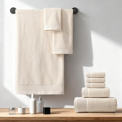REDKISS Luxury Bath Towel Set of 8, 100% Cotton Bathroom Towels Set with 2 Bath Towels, 2 Hand Towels, 4 Washcloths, Ultra Soft Highly Absorbent Towels for Bathroom, Gym, Hotel, Spa, Brown