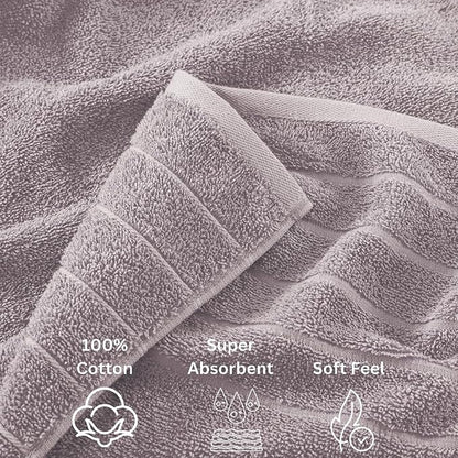 Casa Platino 100% Cotton Bathroom Towels Set - 24 Pcs - Ring Spun, Soft & Absorbent - 2 Bath Sheets, 2 Gym, 2 Bath, 4 Fingertip, 6 Hand Towels, 8 Washcloths - Perfect for Home & Salon - Platinum