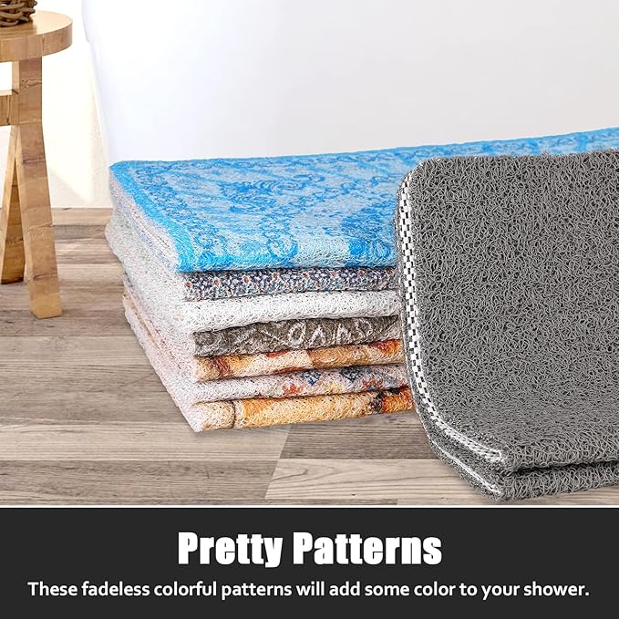 Square Shower Mat Non Slip: 31x31 Inch Extra Large Shower Floor Mat with Drain Hole in Middle - Soft PVC Loofah Bath Mat for Shower - Anti Slip Shower Stall Mat for Elderly and Kids