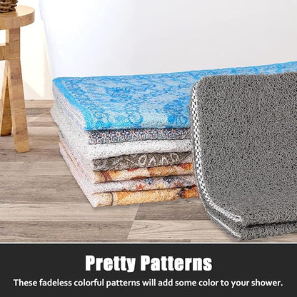 Square Shower Mat Non Slip: 31x31 Inch Extra Large Shower Floor Mat with Drain Hole in Middle - Soft PVC Loofah Bath Mat for Shower - Anti Slip Shower Stall Mat for Elderly and Kids