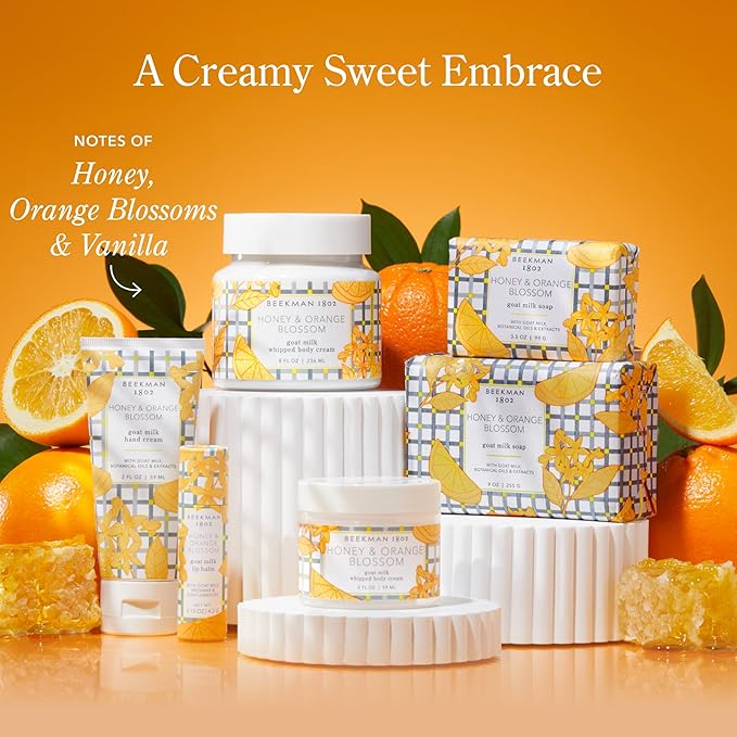 Beekman 1802 Goat Milk Body Soap Bar, Honey & Orange Blossom - Scented - 9 oz - Nourishes, Moisturizes & Hydrates - 100% Vegetable Soap with Lactic Acid - Good for Sensitive Skin - Cruelty Free