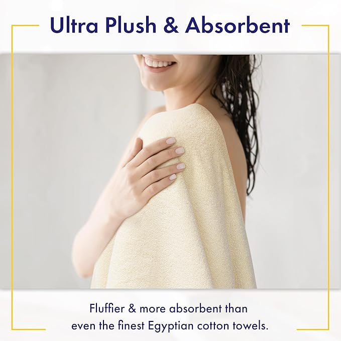 100% Organic Zero-Twist Cotton Towels - GOTS Certified Luxury Bath Towels - Ultra Soft & Plush 700GSM Long-Staple Cotton - 6 Piece Towel Set (Papyrus)