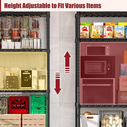 PrimeZone 4 Packs 55.5" W x 24" D x 80" H Heavy Duty Wire Storage Shelves with Wheels, 4 Tier Adjustable NSF Certified Garage Shelving Unit, Rolling Metal Organizer Shelf Rack for Warehouse, Pantry