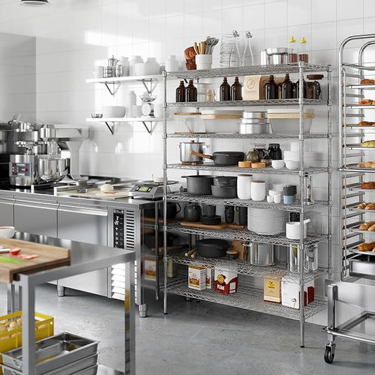 18" Deep x 48" Wide x 74" Height Wire Shelving Kit | 8-Tier | NSF Commercial Storage Rack Unit