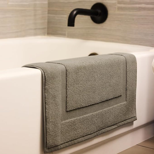 Preston Lane Douro Bath Mat – 100% Cotton, Plush & Absorbent Quick-Dry Bathroom Rug – Hotel-Quality Floor Mat for Shower or Tub, Made in Portugal, Eucalyptus