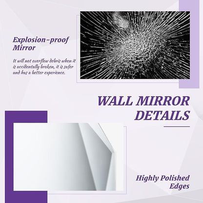 Bathroom Mirror for Wall, 24" x 36" Arched Mirror, Bathroom Vanity Mirror, Beveled Edge Frameless Wall Mount Vanity Mirrors, Wall Mirrors Decorative, Irregular Beveled Edge Mirror