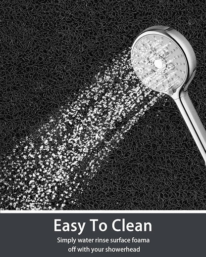 Mecko Non Slip Shower Mats, 16x40 Inch, Anti-Slip Bathtub Mats with Suction Cups for Bathroom, Foot Scrubber Loofah Bath Mats for Shower, Quick Drying Shower Stall Mats for Wet Areas (Black)