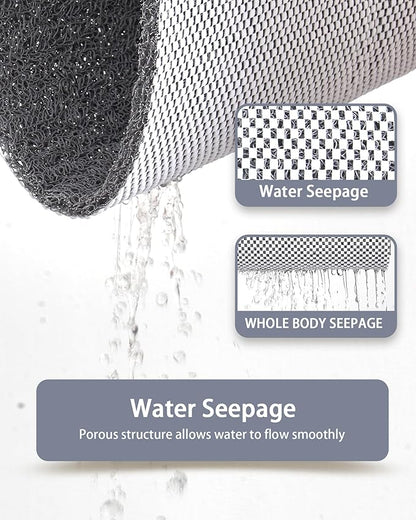 Mecko Square Non-Slip Shower Mats for Inside Shower, Anti-Slip Loofah Bath Mat for Tub and Walk-in Shower, Soft and Comfortable Safety Mat, Quick-Drying (Grey, 24" x 24")
