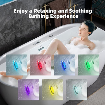 WOODBRIDGE 72" x 35-3/8" Whirlpool and Air Bath Heated Soaking Combination Tub with Adjustable Speed Air Blower and Display Control Panel, White,BJ-500