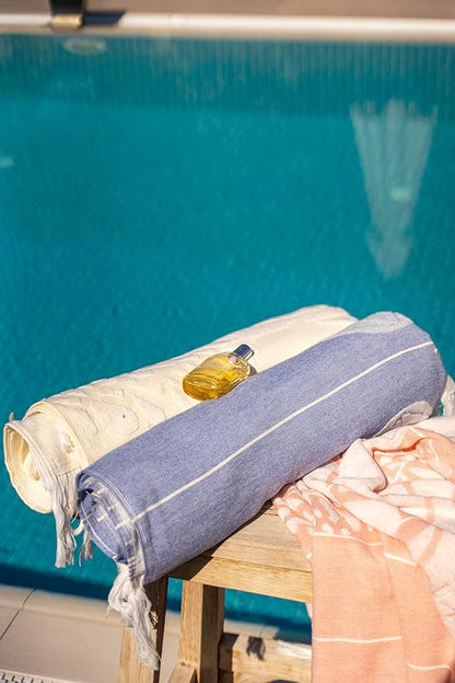 SOFE H&L | LINVIA Foutah Quick Dry Beach Towel Pack of 1 (35” x 70”) CARETTA - Yellow | Lightweight, Premium, Fade Resistant, Durable | Travel Towel, Turkish Beach Towel with Shoulder Strap