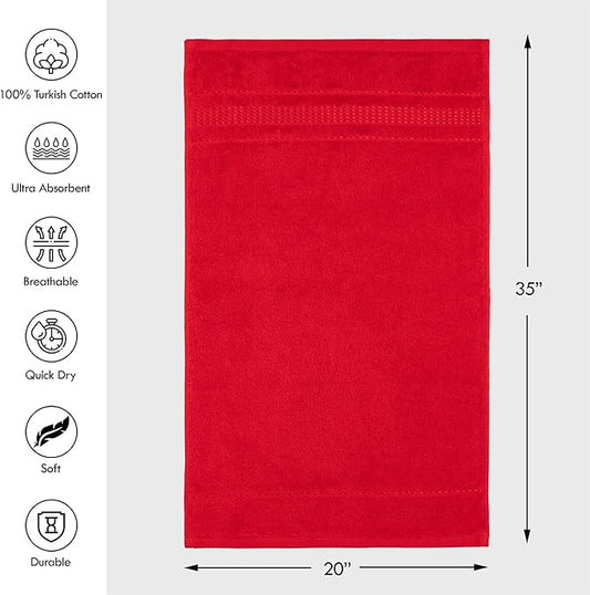 Melissa Linen, 2 Piece Hand Towel Set, 100% Turkish Cotton Face Hand Towels for Bathroom, 20 in x 35 in, Absorbent, Quick Dry, Durable and Soft, Spa and Hotel Quality, Red